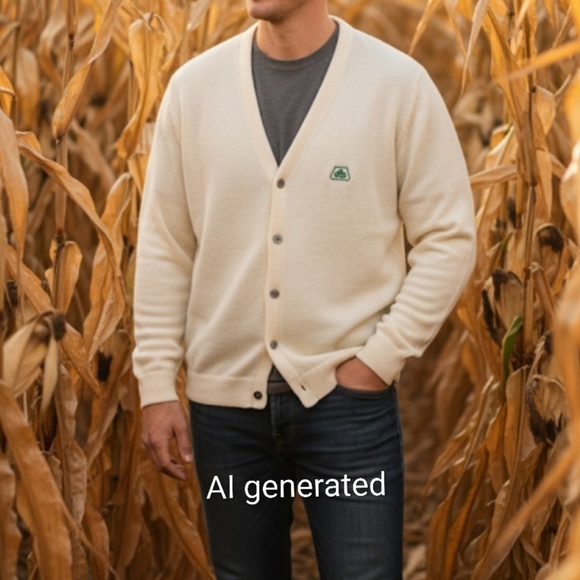 Pioneer Seed Company Vintage Cardigan Medium Excellent Condition Cream/Green - Picture 1 of 13